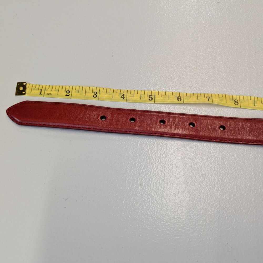 Fossil Red Size Medium 1" Wide Genuine Leather Belt With Silver Buckle - Picture 8 of 9